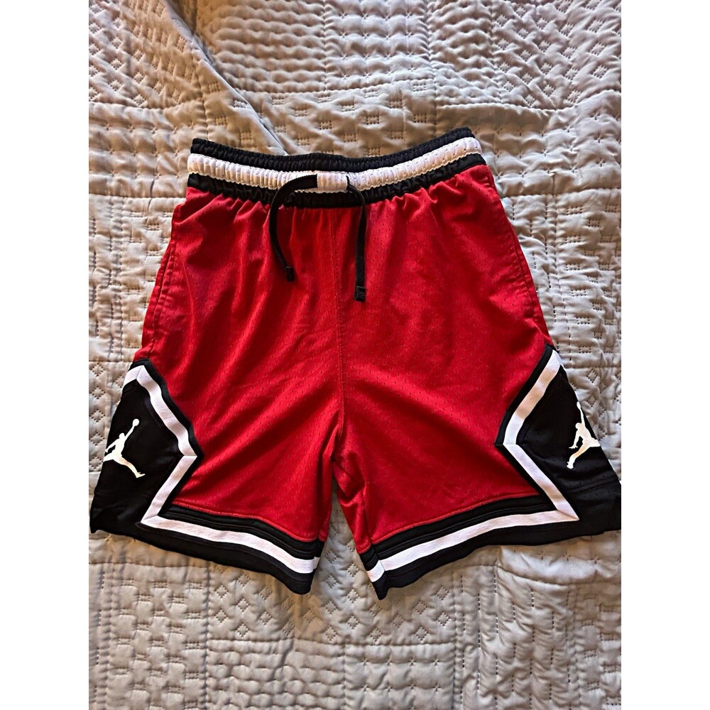 Jordan Men’s Size S Mesh Drawstring Athletic Basketball Shorts Red Colorblock